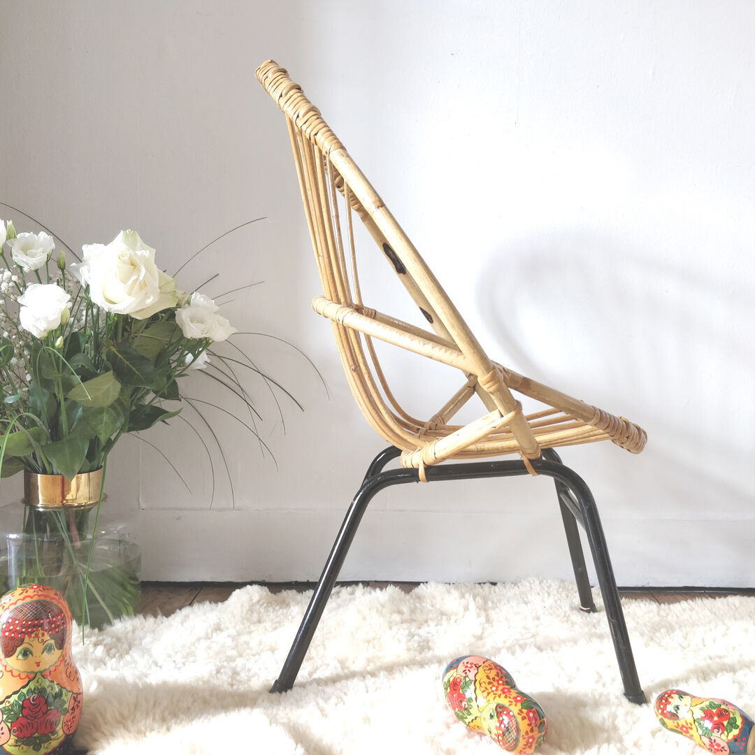 Vintage rattan child armchair