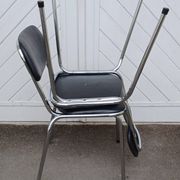 Pair of vintage faux leather and chrome chairs