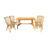 Dining table and 4 wicker chairs set
