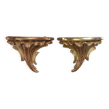 Old pair of consoles gilded wall shelves