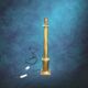 Large vintage brass lamp base in neoclassical column style with a copper socket.