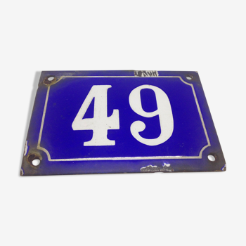 Number 49 street plate enamelled house 15cmx10cm