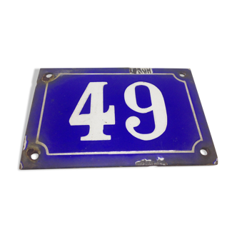 Number 49 street plate enamelled house 15cmx10cm