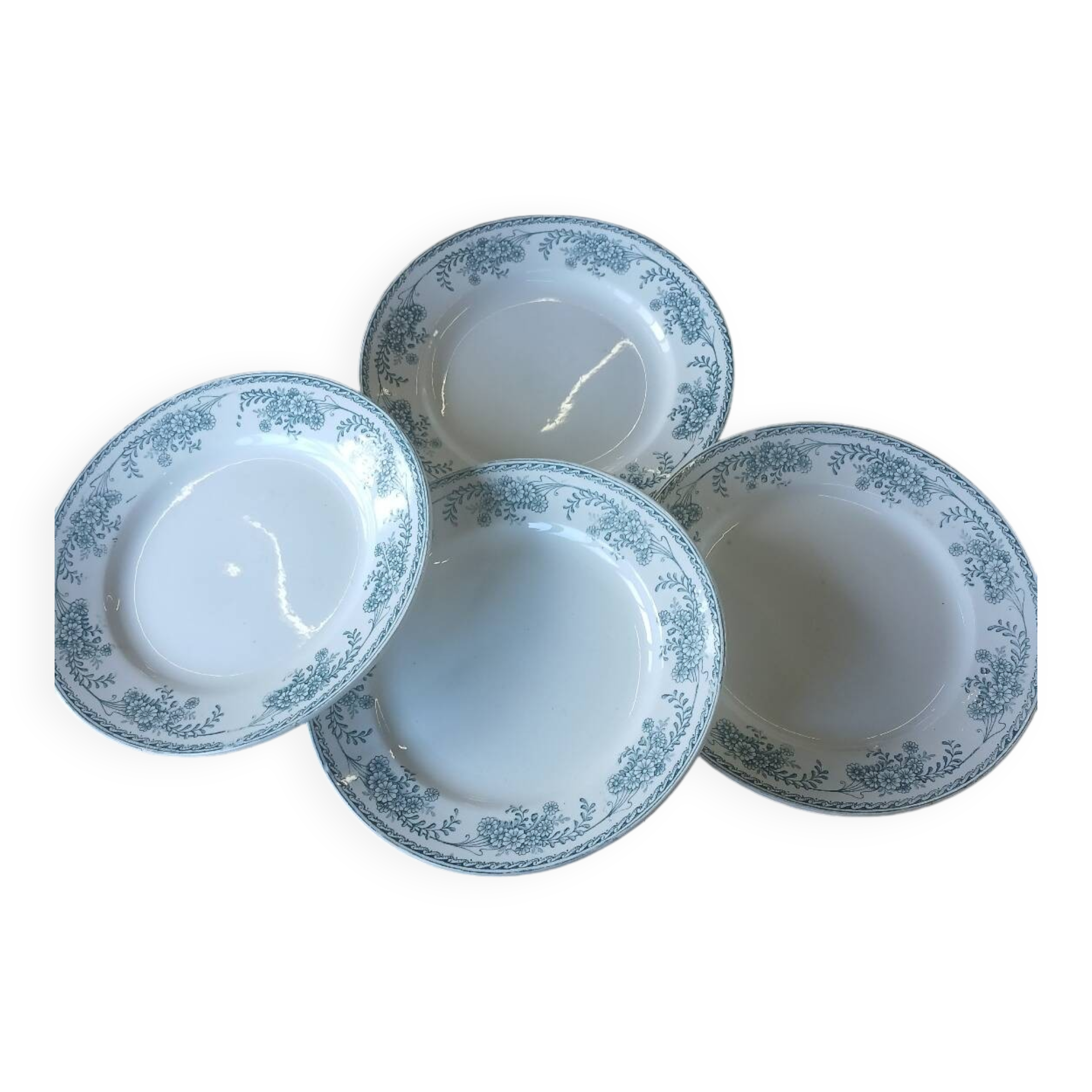 4 old flat plates Terre de fer