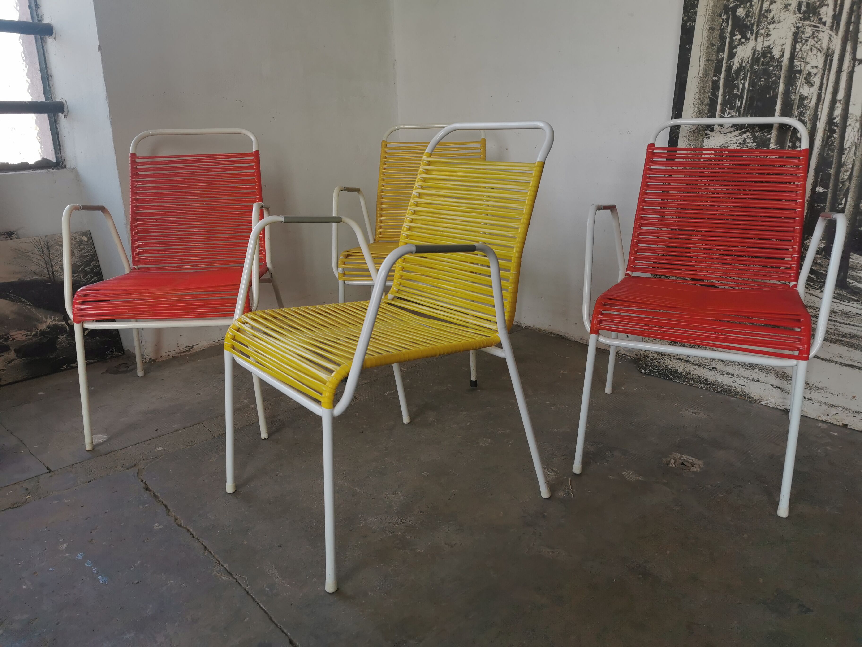 Set of 4 garden armchairs