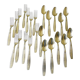 23 seats: 12 forks, 11 spoons, silver metal, 2 punches