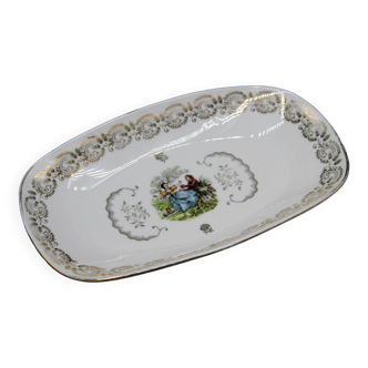 Petit Plat, Ravier, Beurrier ou Vide Poche en Porcelaine de France - Motif style Fragonard - XVIIIèm