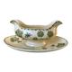 gravy boat in Terre de Fer Digoin Sarreguemines model "Géranium" green late 19th century