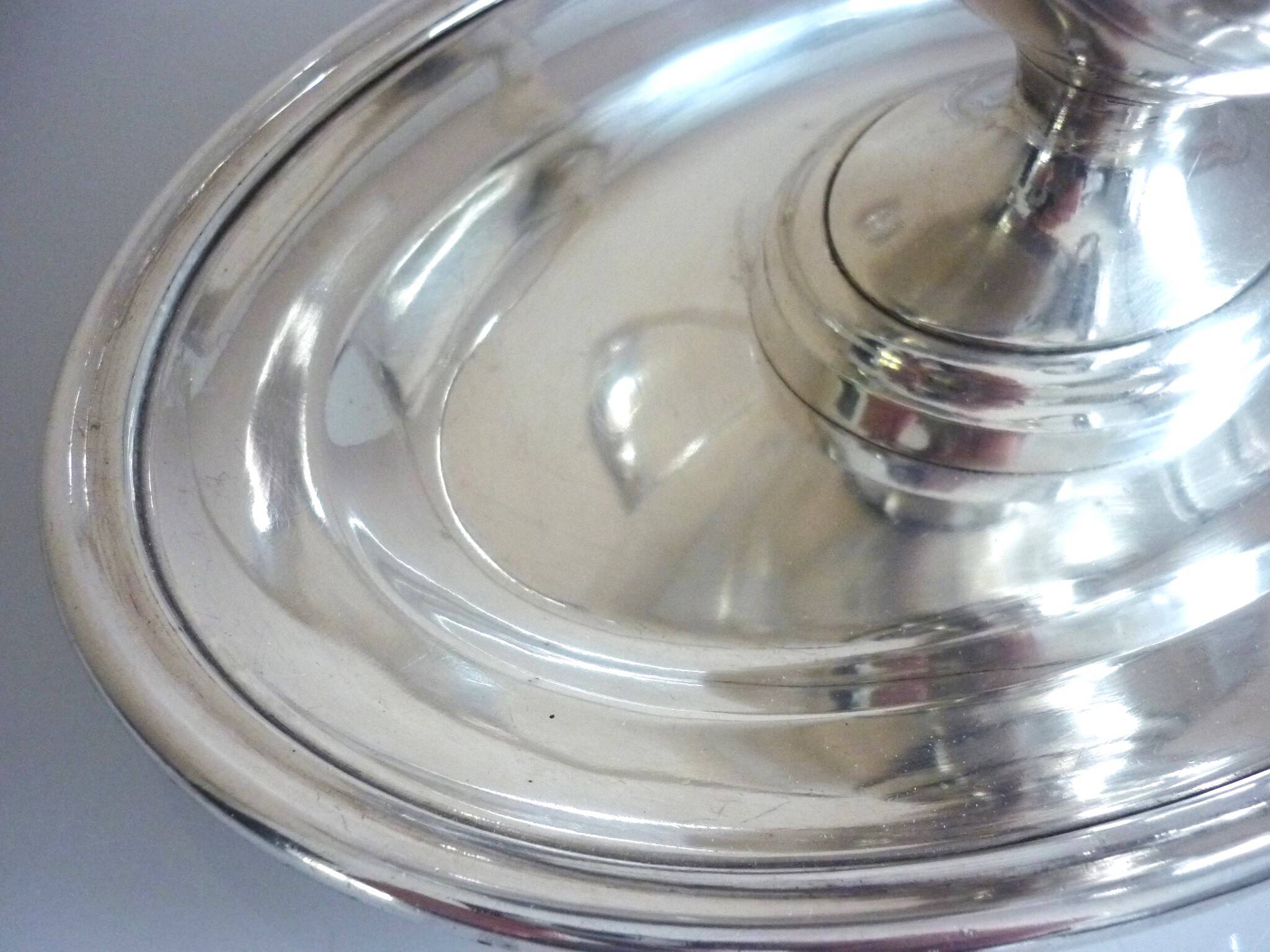 Large gravy boat on its frame, silver metal Cailar Bayard, 19th century