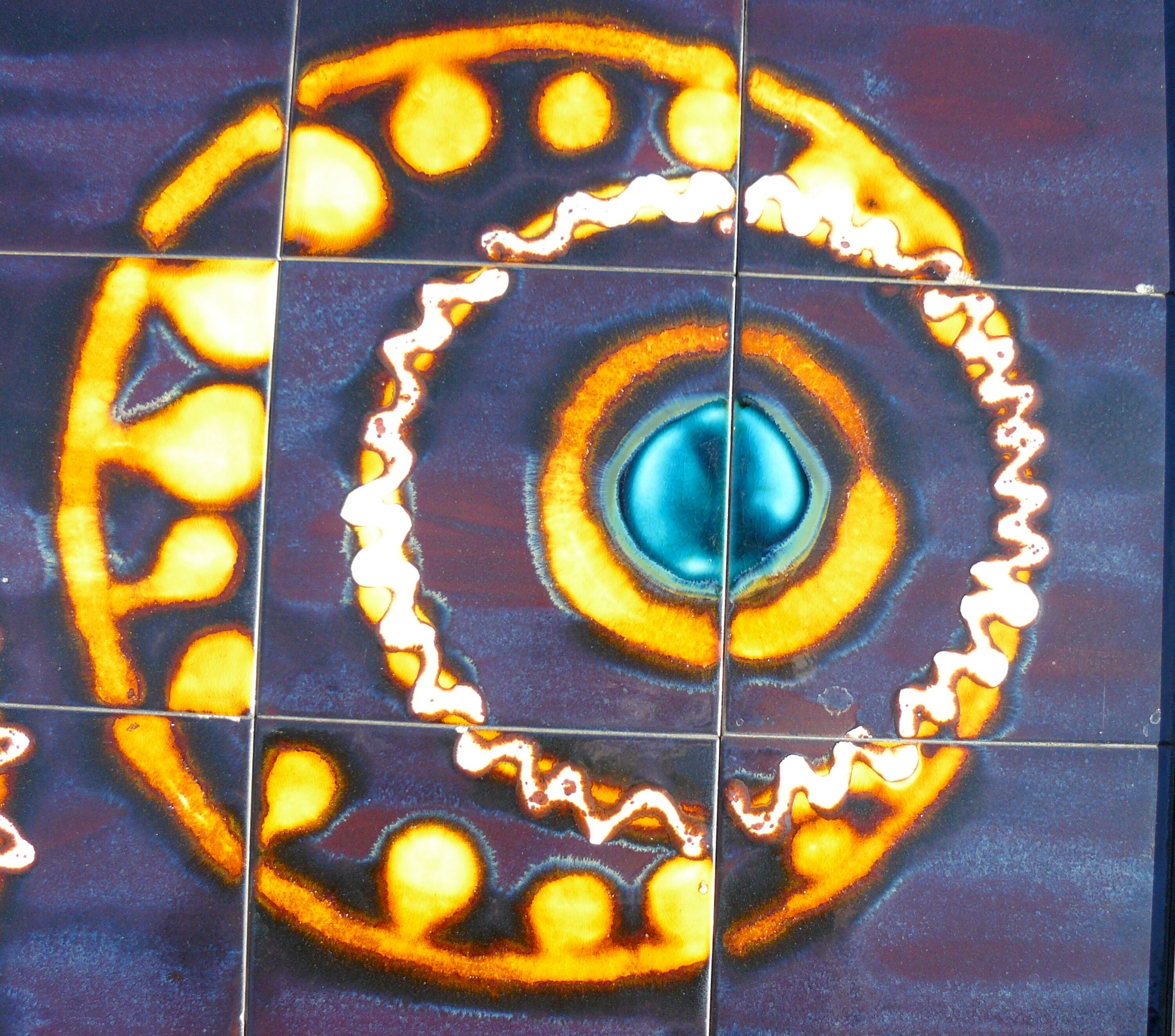 Vintage Ceramic Low Table 1960-70 Abstract Decorations