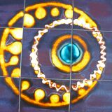 Vintage Ceramic Low Table 1960-70 Abstract Decorations