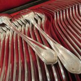 15 Christofle Spatours engraved RV 21.8cm table cutlery 30p early 20th century