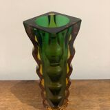 green and orange Murano vase