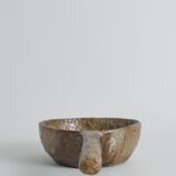 Textured Stoneware Bowl with Sculptural Handle, Handmade Studio Ceramic