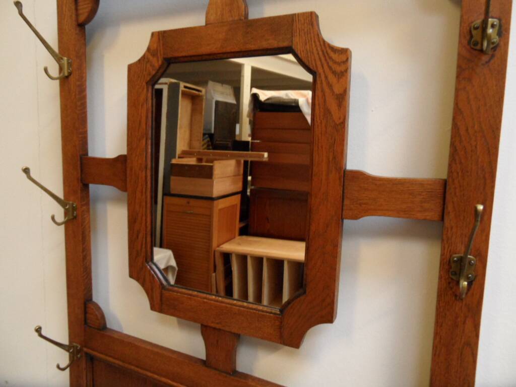 Antique oak entrance bench