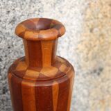 Pair of turned wooden vases – geometric design
