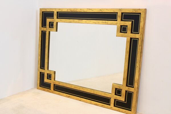 Miroir en bois doré et verre noir par Deknudt Belgium