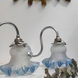 2 blue swan collar sconces
