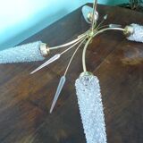 Four-light suspension with glass lampshade, diamond size, 1980.