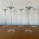 Série de 5 bougeoirs tulipe en verre moulé transparent décoration vintage