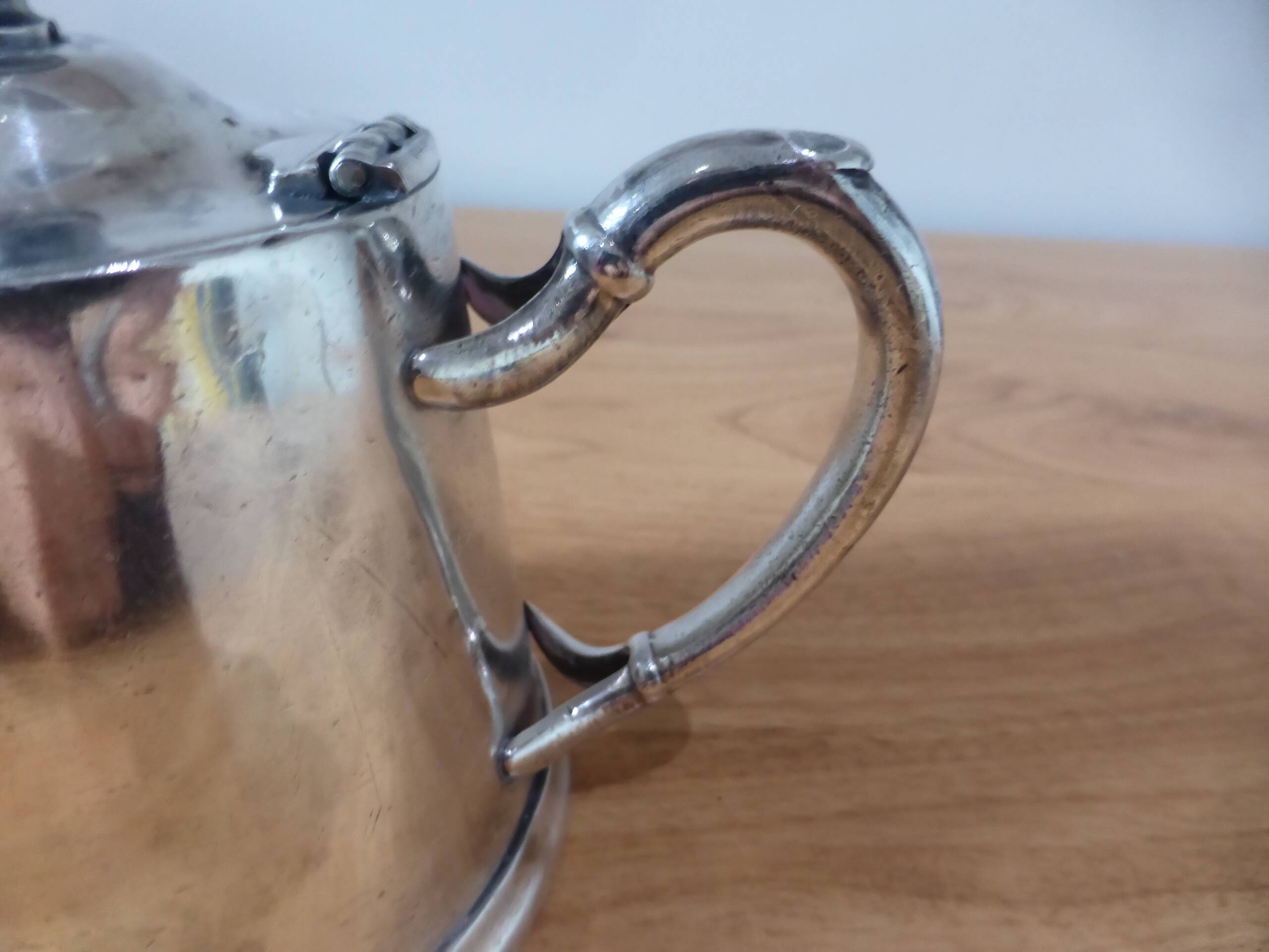 Vintage silver-plated metal teapot, pottery style