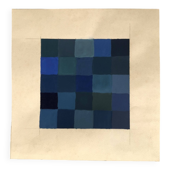 Abstract blue Gouache on paper