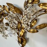 Old and large golden wall lamp Hans Kögl design from the 60s clusters of flowers