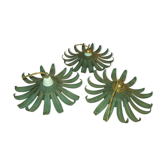 Set of 3 vintage vine leaf shaped pendant lights 1970s