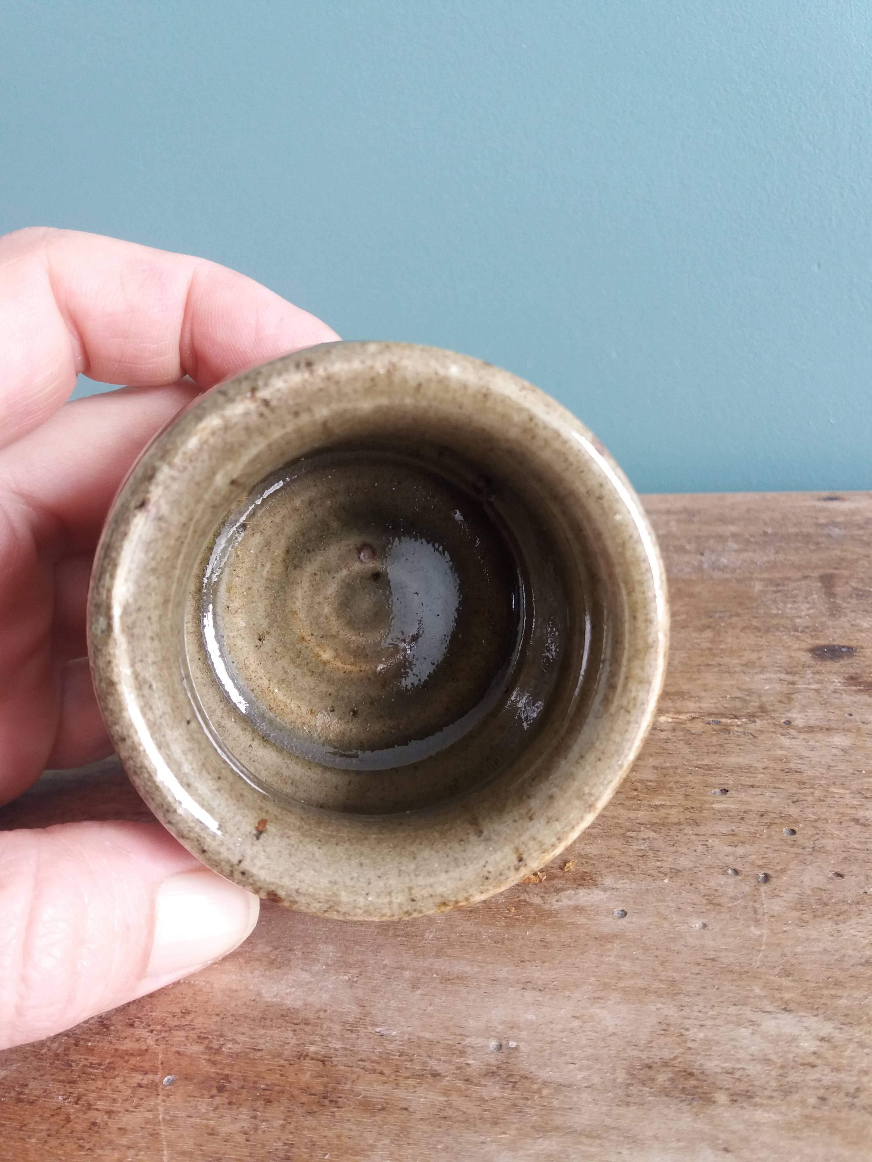 Signed stoneware mustard pot