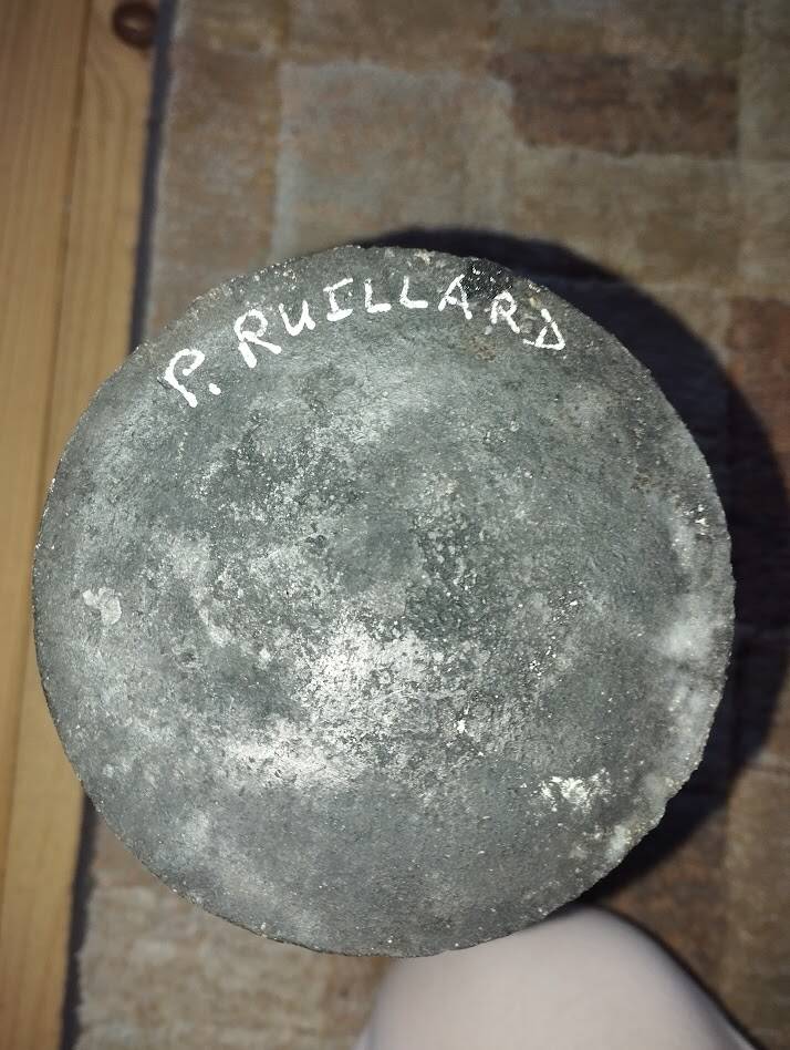 Sculptural ceramic vase from the studio signed P. Ruellard, French work.