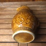 Old sarreguemines pitcher brown ceramic vintage vines decor #a430