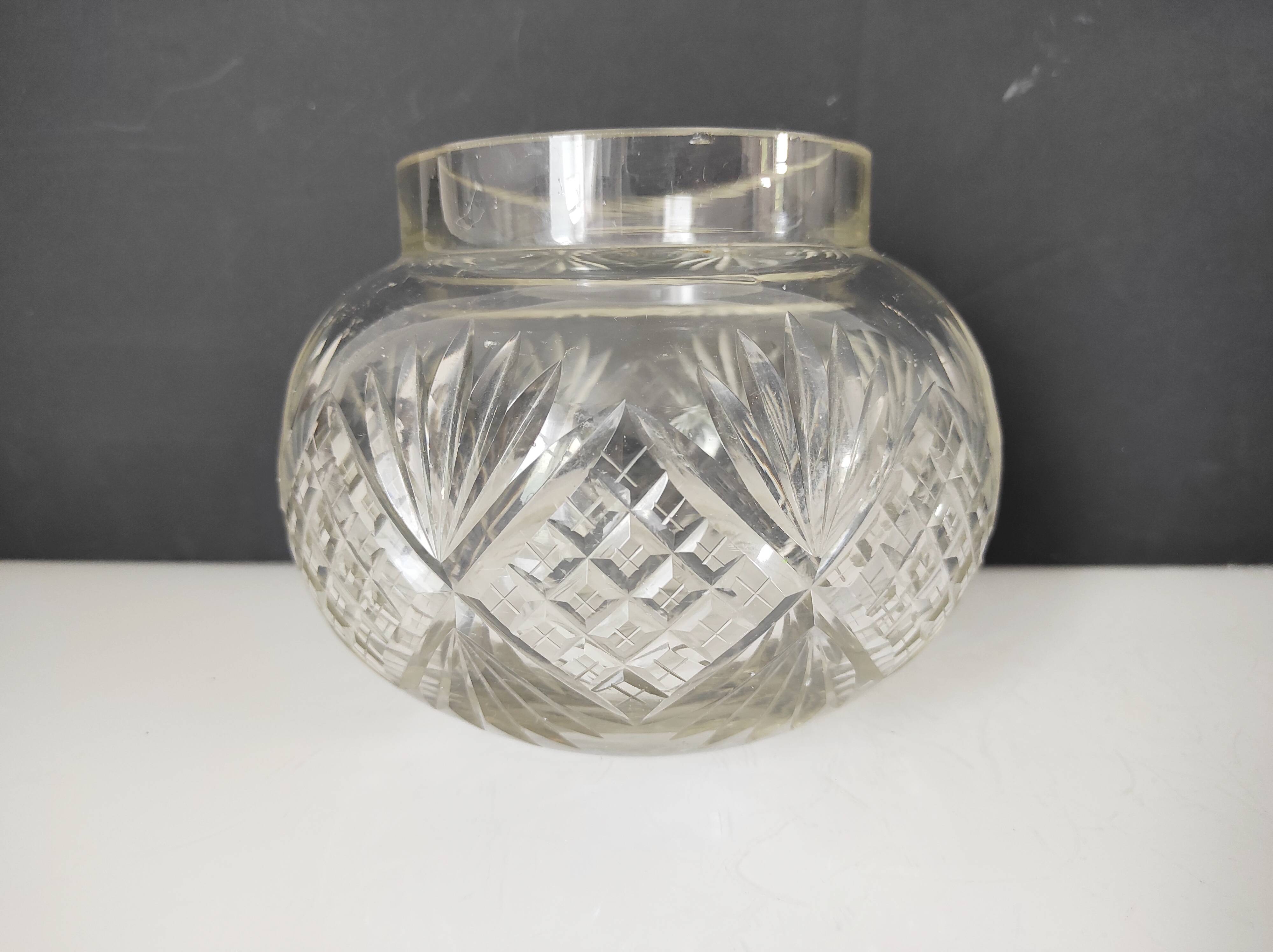 Cut crystal ball vase