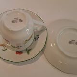 Two cups and saucers in fine porcelain, orchard model.