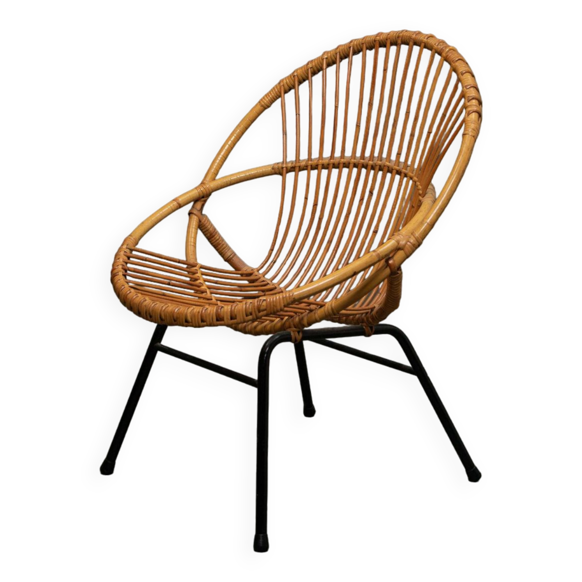 Fauteuil en rotin Rohe Noordwolde, Pays-Bas années 1950