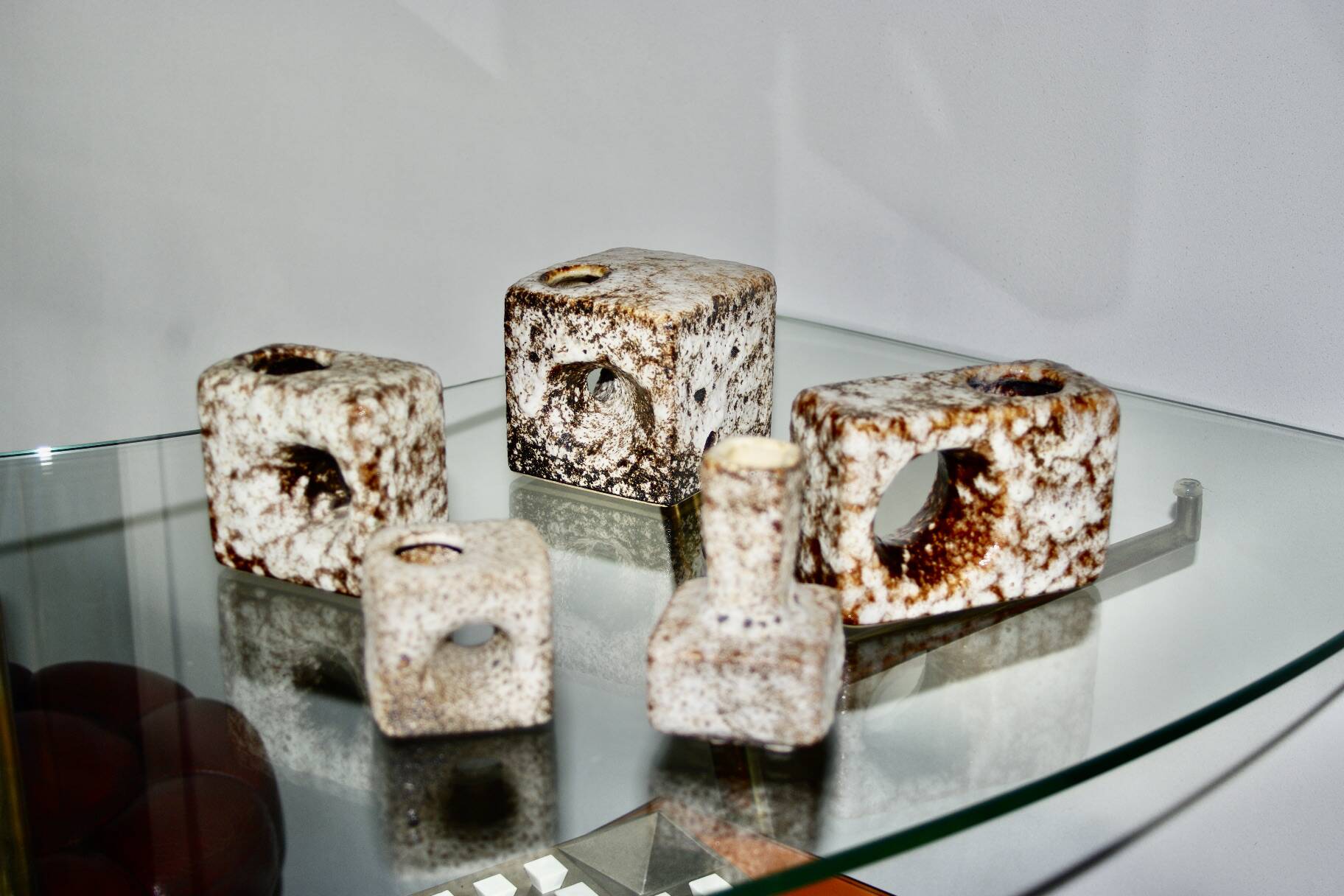 Set of vintage cubist ceramic vases by schaffenacker 1970