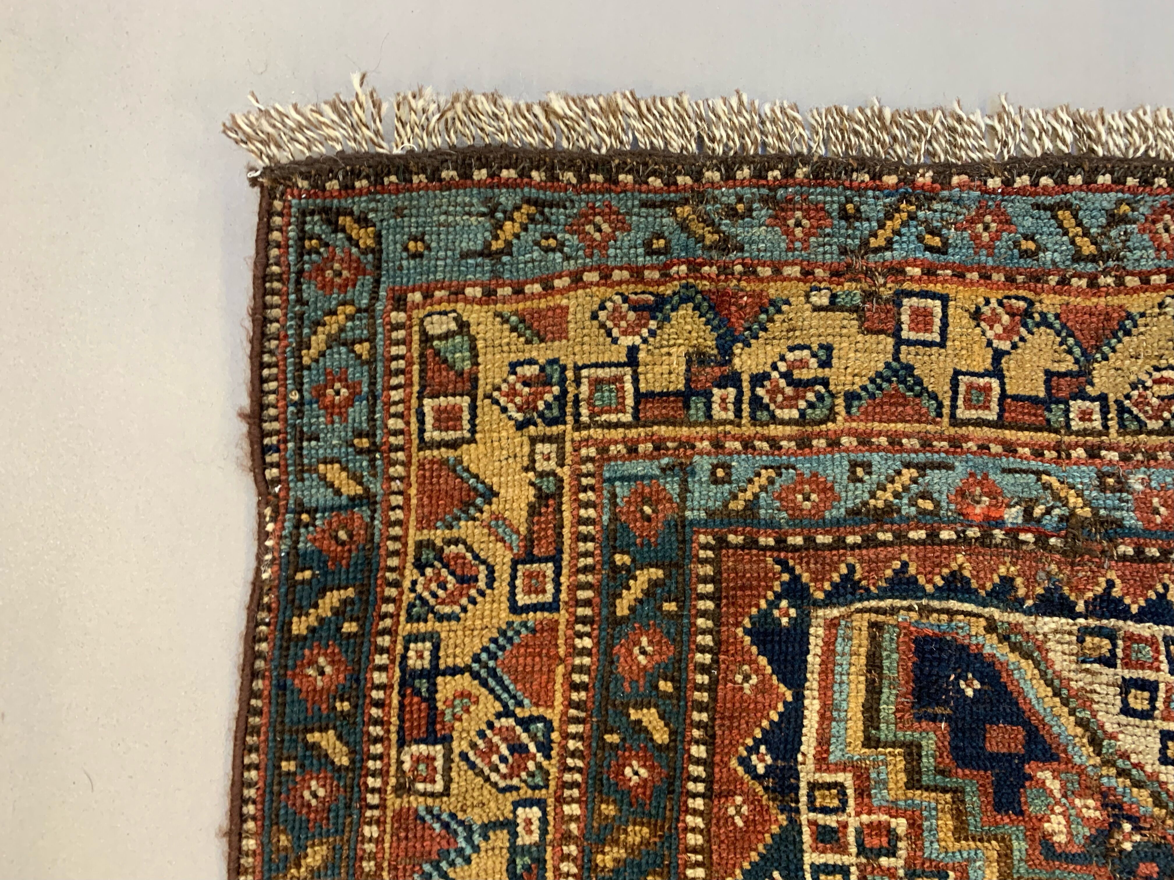 Antique tribal qashqai rug 275x157 cm, medium, oriental carpet truly shabby chic