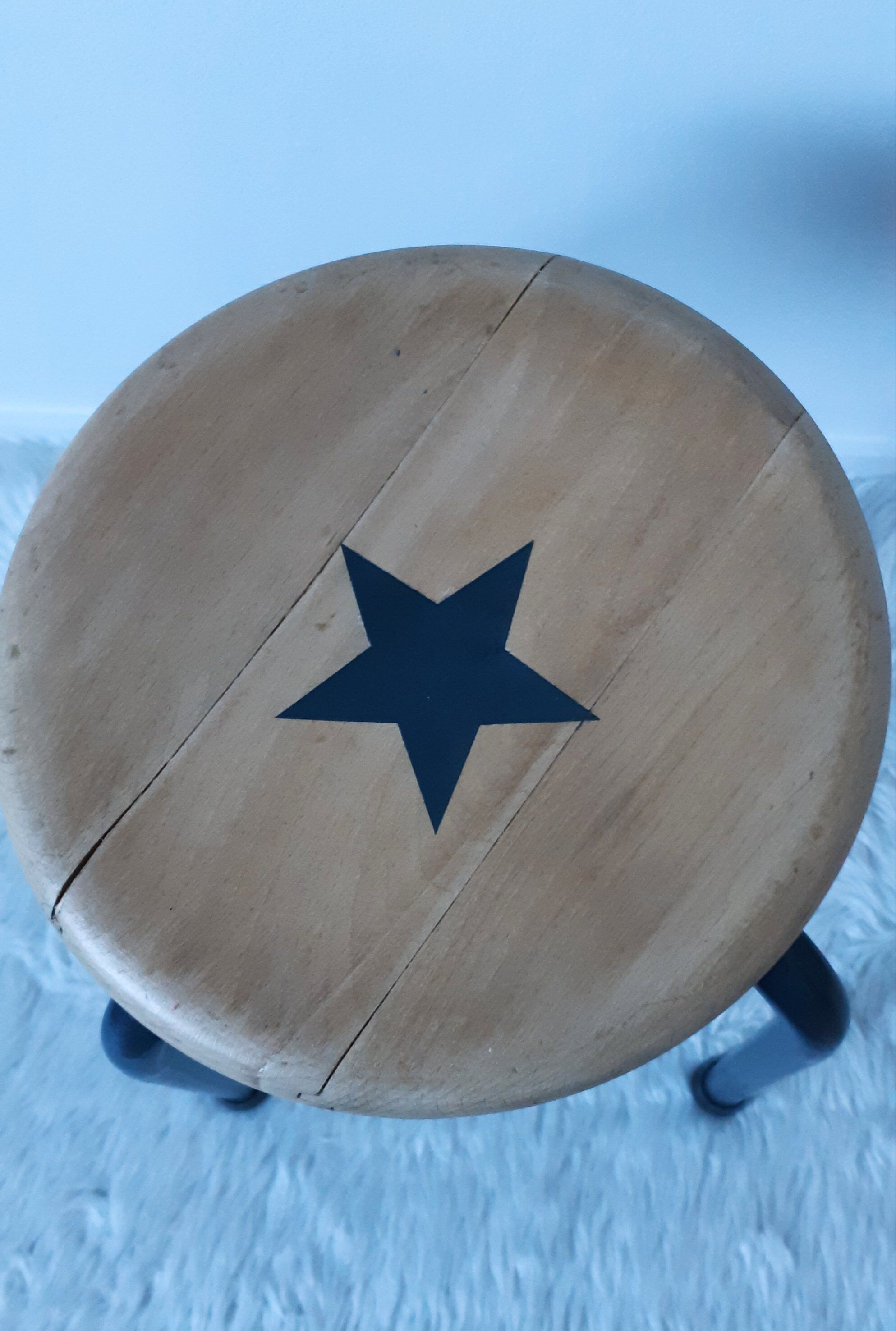 Vintage stool varnished wood