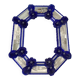 Venetian Octagonal Blue Floreal Hand-Carving Mirror in Murano Glass Style