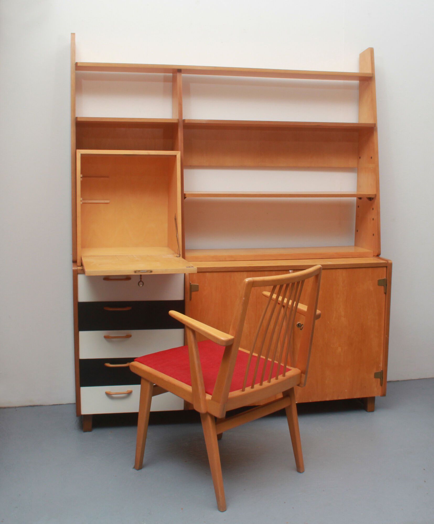 1950s Cherry Wood Secretary, Sideboard by WK