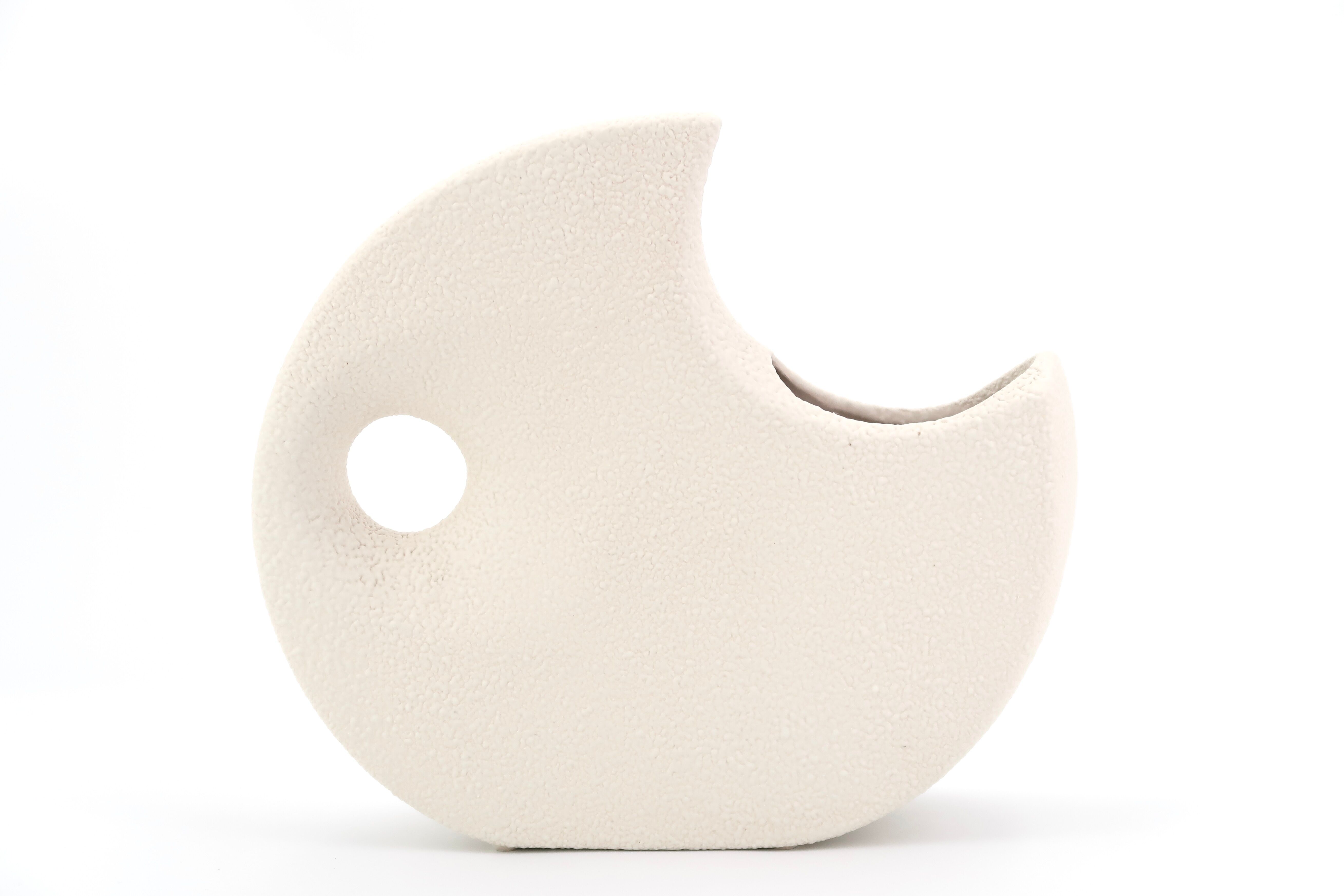 White ceramic foam Sgrafo vase by Peter Muller, 60s