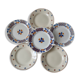 Lot de 6 assiettes plates orange dépareillées Digoin Sarreguemines et Badonvillier