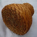 Cache pot ancien en fibres végétales tressées