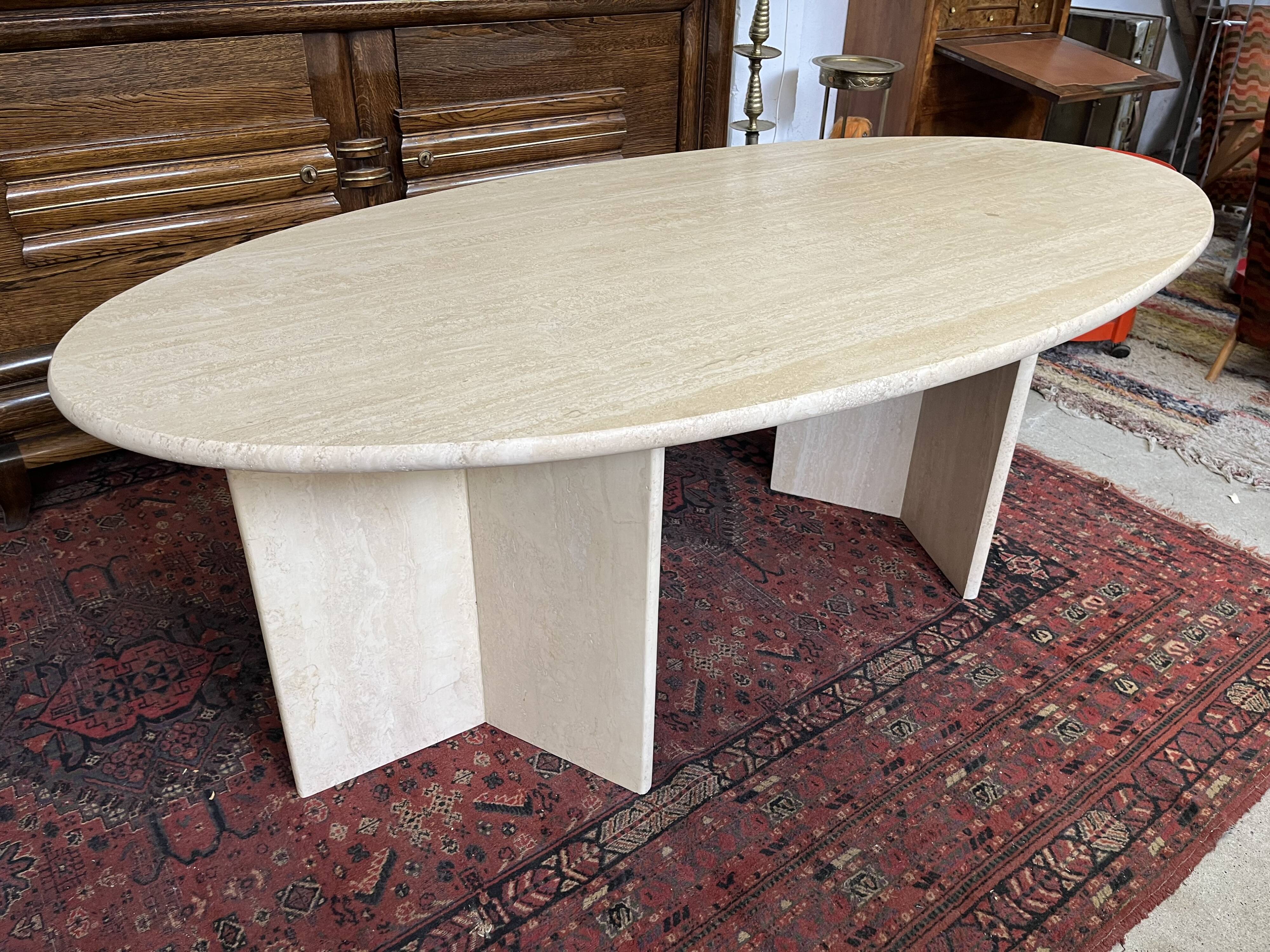 oval travertine table from the 70s