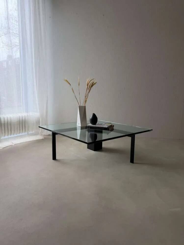 Metaform KW1 coffee table Hank Kwint 1980s glass black metal