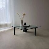 Metaform KW1 coffee table Hank Kwint 1980s glass black metal