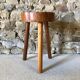 Lot de 4 tabourets en bois tripode art brut