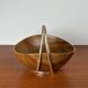 Mid-Century Modern Teak and Silver Plated Metal Bowl from Grasoli, Italy, 1960s