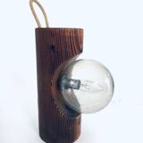 Brutalist wooden table or wall lamp attributed to Temde Leuchten, Switzerland, 1960s.