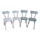 Set of 4 chairs in formica blaches and water green 70s