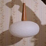 Suspension chandelier ceiling light frosted glass scandinavian France 1960 pop